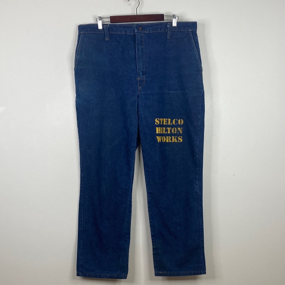 Vintage Workwear Jeans Mens 38 x 30 Westex FR Stelco Hilton Works Blue Jeans